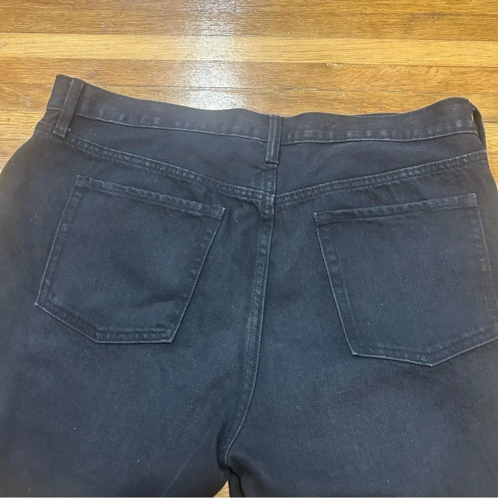 Old Navy High Waisted Slouchy Straight Cut-Off Black Denim Shorts - Picture 11 of 12